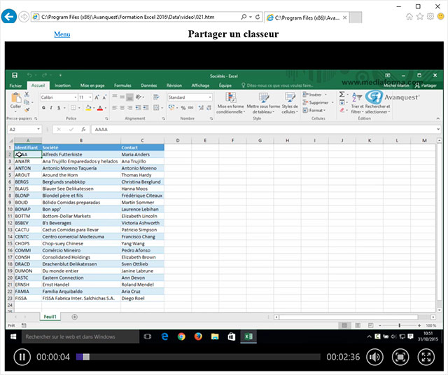 Formation à Excel® 2016