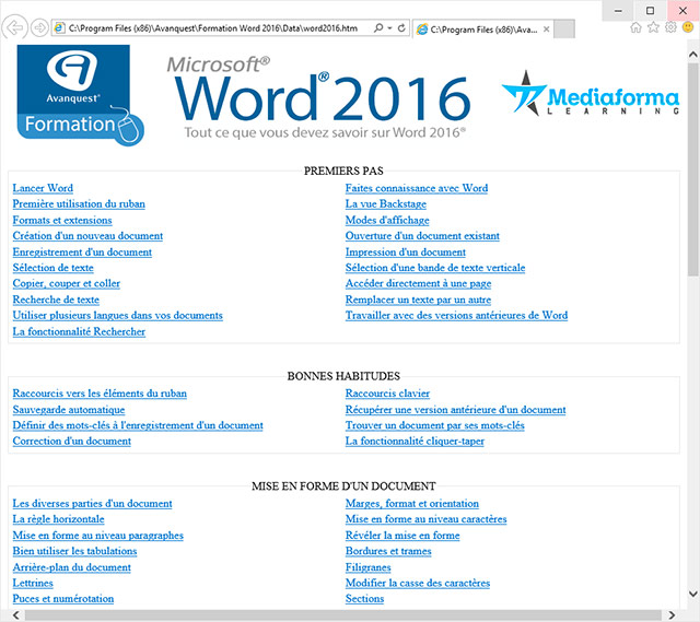 Formation à Word® 2016